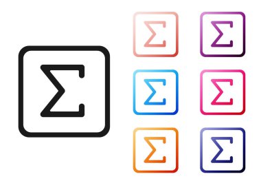 Siyah Sigma sembolü simgesi beyaz arkaplanda izole edildi. Simgeleri renklendirin. Vektör İllüstrasyonu