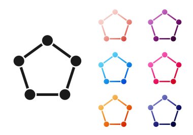 Siyah Geometrik figür Pentagonal prizma simgesi beyaz arkaplanda izole edildi. Soyut şekil. Geometrik süs. Simgeleri renklendirin. Vektör İllüstrasyonu