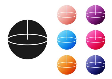 Siyah Geometrik şekil Küre simgesi beyaz arkaplanda izole edildi. Soyut şekil. Geometrik süs. Simgeleri renklendirin. Vektör İllüstrasyonu