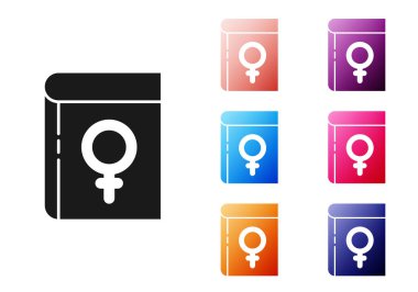 Beyaz arka planda izole edilmiş kadın simgesi hakkında Kara Kitap. 8 Mart. Uluslararası Mutlu Kadınlar Günü. Simgeleri renklendirin. Vektör İllüstrasyonu