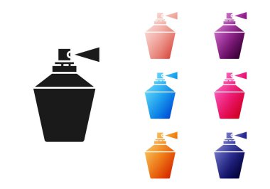 Beyaz arkaplanda siyah parfüm ikonu izole edildi. 8 Mart. Uluslararası Mutlu Kadınlar Günü. Simgeleri renklendirin. Vektör İllüstrasyonu