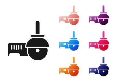 Siyah Açı Öğütücü simgesi beyaz arkaplanda izole edildi. Simgeleri renklendirin. Vektör İllüstrasyonu