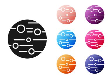 Siyah Gezegen Mars simgesi beyaz arkaplanda izole edilmiş. Simgeleri renklendirin. Vektör İllüstrasyonu