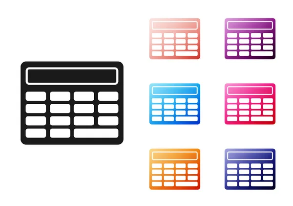 Zwarte Calculator Pictogram Geïsoleerd Witte Achtergrond Boekhoudkundig Symbool Bedrijfsberekeningen Wiskunde — Stockvector