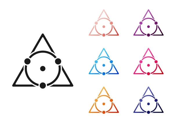 Icono Matemático Del Triángulo Negro Aislado Sobre Fondo Blanco Establecer — Vector de stock