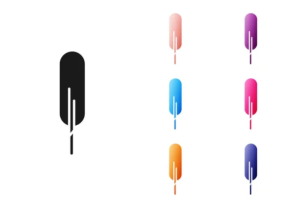 Black Feather Pen Icoon Geïsoleerd Witte Achtergrond Stel Pictogrammen Kleurrijk — Stockvector
