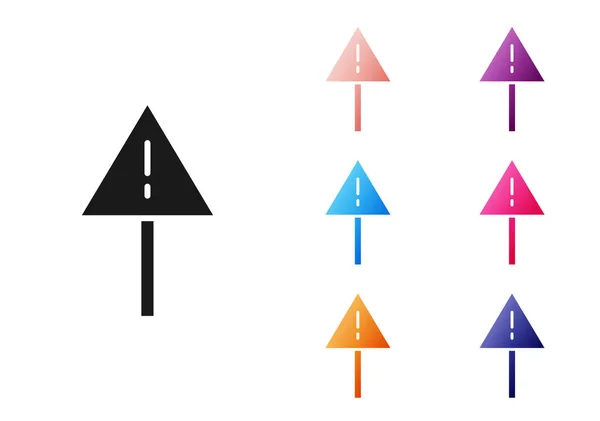 Point Exclamation Noir Dans Icône Triangle Isolé Sur Fond Blanc — Image vectorielle