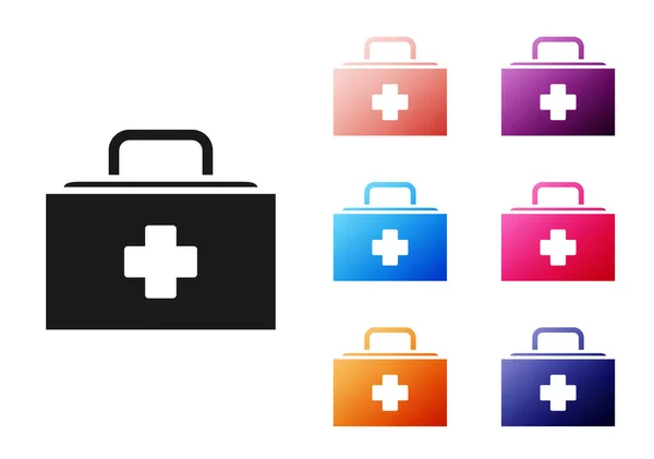 Schwarzes Verbandskasten Symbol Isoliert Auf Weißem Hintergrund Medizinische Box Mit — Stockvektor