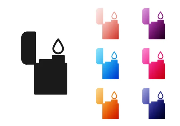 Icono Black Lighter Aislado Sobre Fondo Blanco Establecer Iconos Colores — Vector de stock