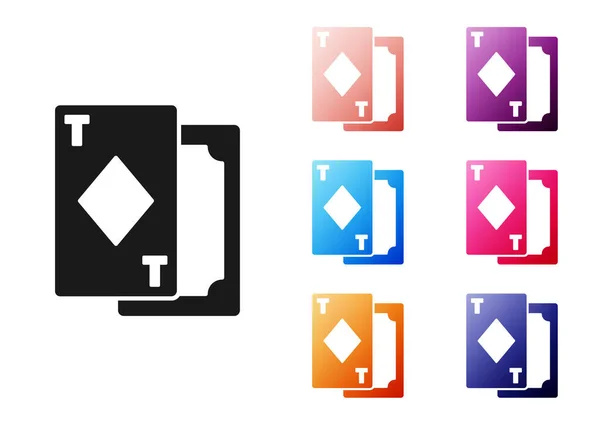 Schwarzes Spielkarten Symbol Auf Weißem Hintergrund Casino Glücksspiel Setzen Symbole — Stockvektor