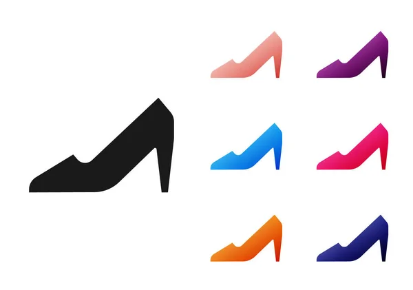 Black Woman Shoe High Heel Icon Isolated White Background March — Stock Vector
