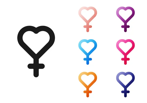 Black Female Gender Symbol Icon Isolated White Background Venus Symbol — Stock Vector