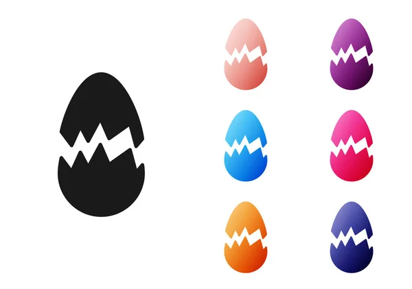 Black Broken Egg Icon Isoliert Auf Weißem Hintergrund Frohe Ostern — Stockvektor