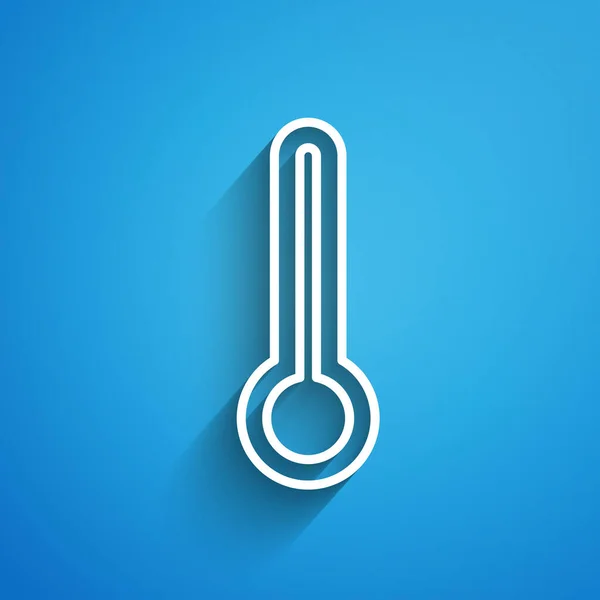 Біла Лінія Медичний Термометр Медичної Експертизи Ізольований Синьому Фоні Довга — стоковий вектор
