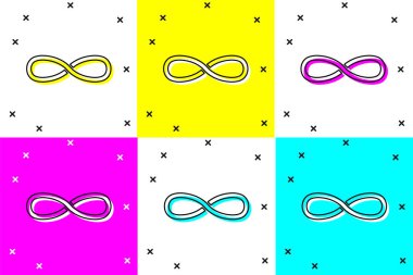 Sonsuzluk simgesini renk arkaplanında izole et. Vektör İllüstrasyonu