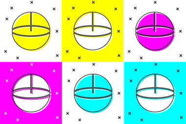 Geometrik şekil Küre simgesini renk arkaplanı üzerinde izole et. Soyut şekil. Geometrik süs. Vektör İllüstrasyonu