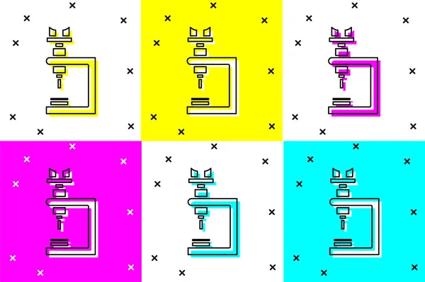 Définir Icône Microscope Isolée Sur Fond Couleur Chimie Instrument Pharmaceutique — Image vectorielle