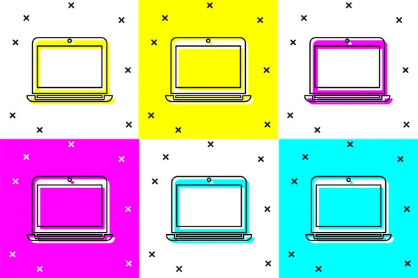 Set Laptop Icon Isolated Color Background Computer Notebook Empty Screen — Stock Vector