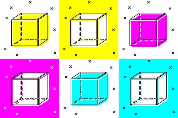Set Geometric Figure Cube Icon Isolated Color Background Abstract Shape — Stock Vector