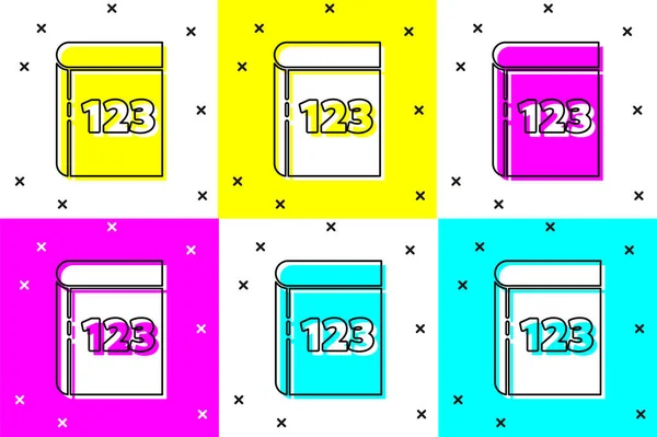 Renk Arkaplanında Izole Edilmiş Kelime Matematik Ikonu Ile Kitap Ayarla — Stok Vektör