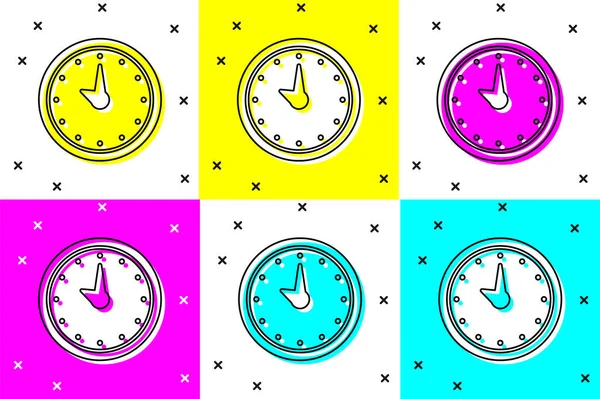 Установить Значок Часов Изолированный Цветном Фоне Символ Времени Векторная Миграция — стоковый вектор