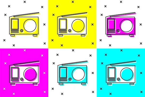 Set Radio Antenna Icon Isolated Color Background Vector Illustration — Stock Vector