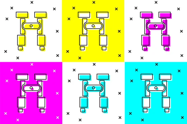 Définir Icône Jumelles Isolées Sur Fond Couleur Trouvez Signe Logiciel — Image vectorielle