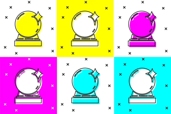 Set Magic Ball Icon Isolated Color Background Crystal Ball Vector — Stock Vector