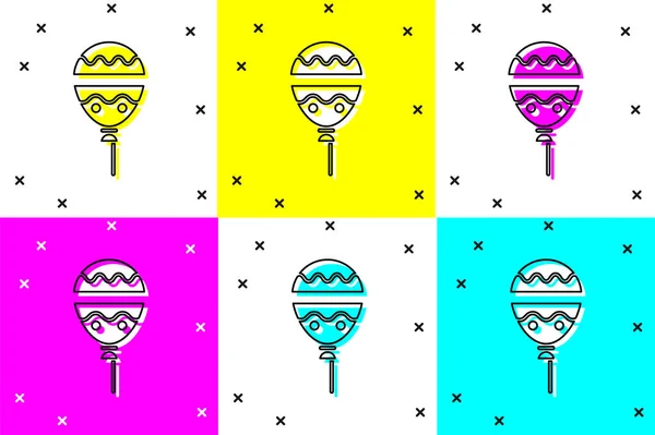 Set Ballons Avec Icône Ruban Isolé Sur Fond Couleur Joyeux — Image vectorielle