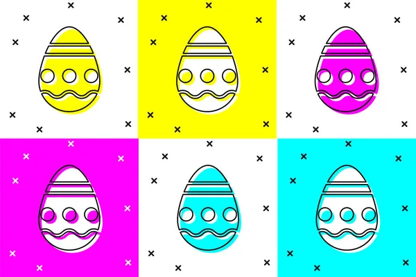 Set Easter Egg Icon Isolated Color Background Happy Easter Vector — Stock Vector