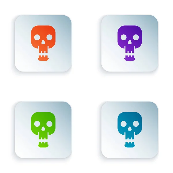 Color Skull Icon Isolated White Background Happy Halloween Party Set — Stock Vector