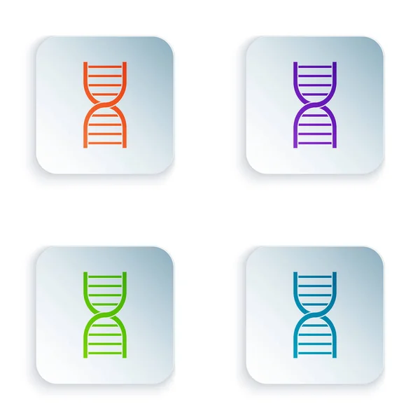 Kleur Dna Symbool Pictogram Geïsoleerd Witte Achtergrond Stel Kleurrijke Pictogrammen — Stockvector