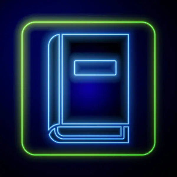 Zářící Neon Uživatelská Příručka Ikona Izolovaná Modrém Pozadí Uživatelská Příručka — Stockový vektor