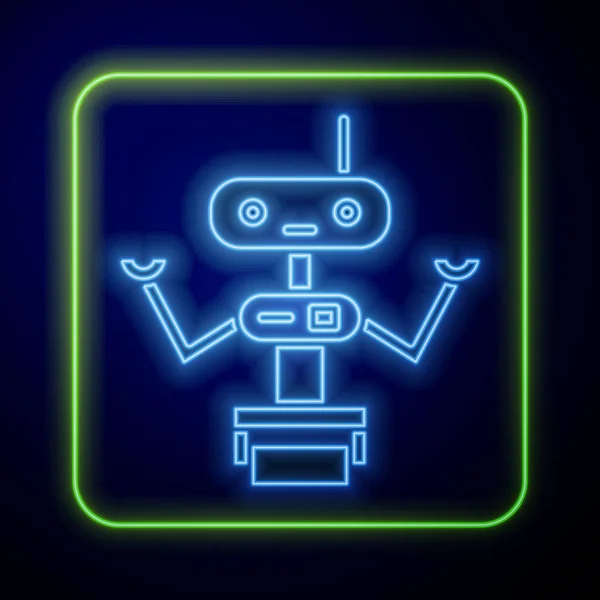 Λαμπερό Νέον Ρομπότ Εικονίδιο Απομονώνονται Μπλε Φόντο Εικονογράφηση Διανύσματος — Διανυσματικό Αρχείο