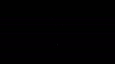 Beyaz çizgi Doner kebap simgesi siyah arkaplanda izole edildi. Shawarma işareti. Sokak fast food menüsü. 4K Video hareketli grafik canlandırması