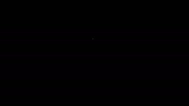 Beyaz çizgi bıçak simgesi siyah arkaplanda izole edildi. Çatal bıçak sembolü. 4K Video hareketli grafik canlandırması