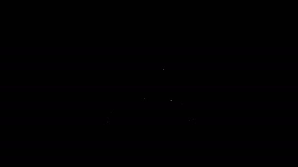 Біла лінія Піктограма морозива ізольована на чорному тлі. Солодкий символ. 4K Відео рух графічна анімація — стокове відео