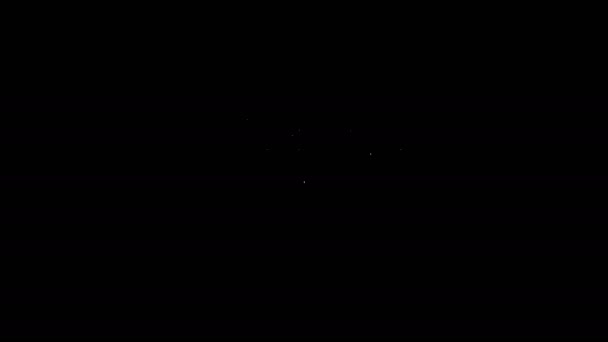 Weiße Linie Nachos in Tellersymbol isoliert auf schwarzem Hintergrund. Tortilla Chips oder Nachos Tortillas. Traditionelles mexikanisches Fast Food Menü. 4K Video Motion Grafik Animation — Stockvideo
