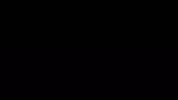 Línea blanca Helado en icono de cono de gofre aislado sobre fondo negro. Dulce símbolo. Animación gráfica de vídeo 4K — Vídeos de Stock