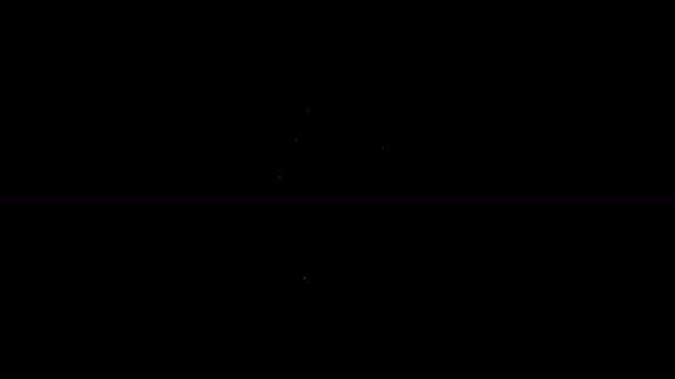 Linha branca Sorvete no ícone de cone de waffle isolado no fundo preto. Símbolo doce. Animação gráfica em movimento de vídeo 4K — Vídeo de Stock