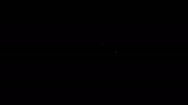 Witte lijn Roerei pictogram geïsoleerd op zwarte achtergrond. Zelfgemaakt eten, gebakken ei, gezond ontbijt, omelet icoon. 4K Video motion grafische animatie — Stockvideo