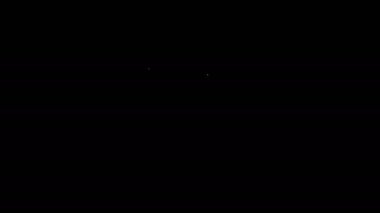 Siyah arkaplanda beyaz çizgi halinde pizza ikonu var. Fast food menüsü. 4K Video hareketli grafik canlandırması