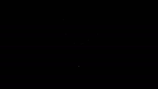 Weiße Linie Kartoffeln Pommes frites in Karton Verpackung Symbol isoliert auf schwarzem Hintergrund. Fast Food Menü. 4K Video Motion Grafik Animation — Stockvideo