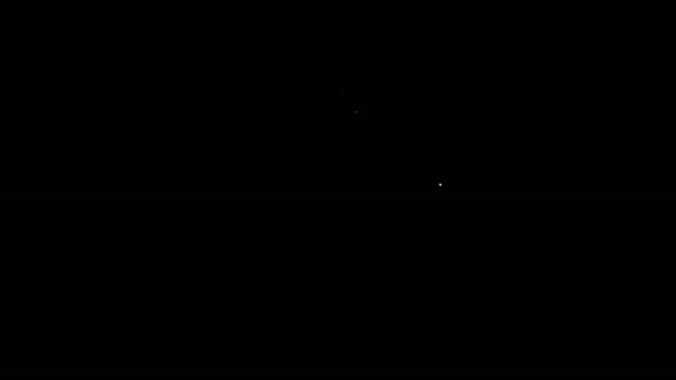 Иконка бейджика белой линии выделена на черном фоне. Он может быть использован для презентации, идентификации компании, рекламы. Видеографическая анимация 4K — стоковое видео