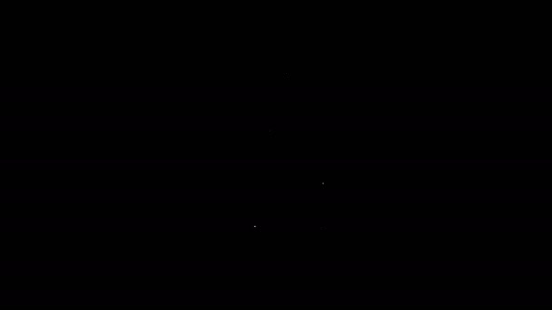 Línea blanca Bolsa de dinero e icono de moneda aislados sobre fondo negro. Dólar o símbolo USD. Signo de moneda bancaria en efectivo. Animación gráfica de vídeo 4K — Vídeos de Stock