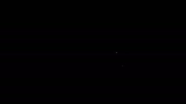 Beyaz çizgi kredi kartı simgesi siyah arkaplanda izole edildi. Çevrimiçi ödeme. Nakit çekilmesi. Finansal operasyonlar. Alışveriş tabelası. 4K Video hareketli grafik canlandırması