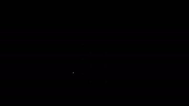 Beyaz çizgi hesap makinesi simgesi siyah arkaplanda izole edildi. Muhasebe sembolü. İş hesaplamaları matematik eğitimi ve finans. 4K Video hareketli grafik canlandırması