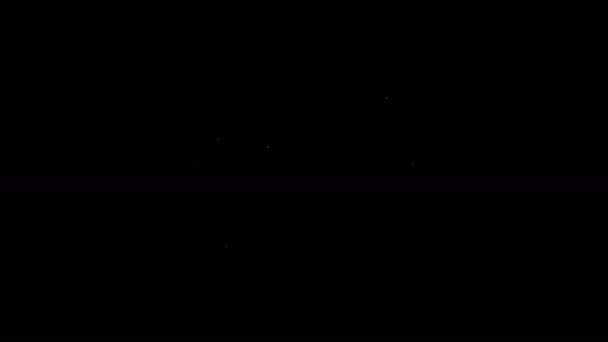 Bílá čára Megaphone ikona izolované na černém pozadí. Hlasitý výstražný koncept. Bullhorn pro náustek křičí povýšení. Grafická animace pohybu videa 4K — Stock video