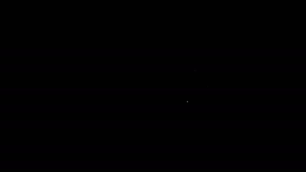 Linha branca Ícone indicador de nível de carga da bateria isolado no fundo preto. Animação gráfica em movimento de vídeo 4K — Vídeo de Stock