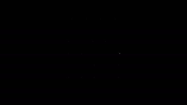 黒の背景に隔離されたホワイトラインカレンダーアイコン。イベントリマインダーシンボル。4Kビデオモーショングラフィックアニメーション — ストック動画